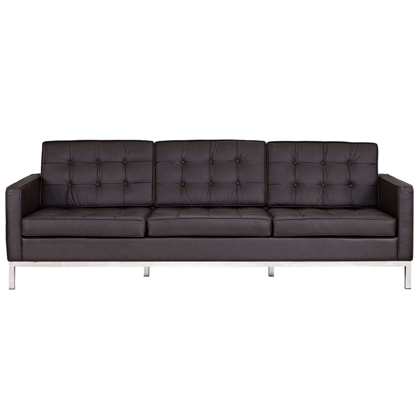 Modway Loft Leather Sofa In Brown